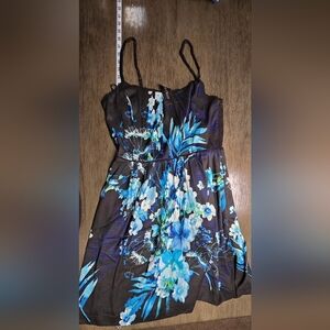 White House Black Market Floral Mini Dress - Black and Blue